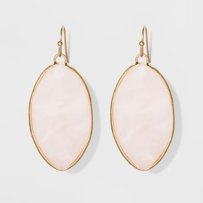 Marquis Shape Semi Precious Rose Quartz Drop Earrings - Universal Thread™ Light Pink | Target
