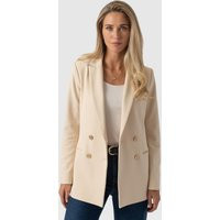 Women's Cambridge Blazer Crepe, Beige, Viscose, Size UK 10, Saint + Sofia | Saint + Sofia