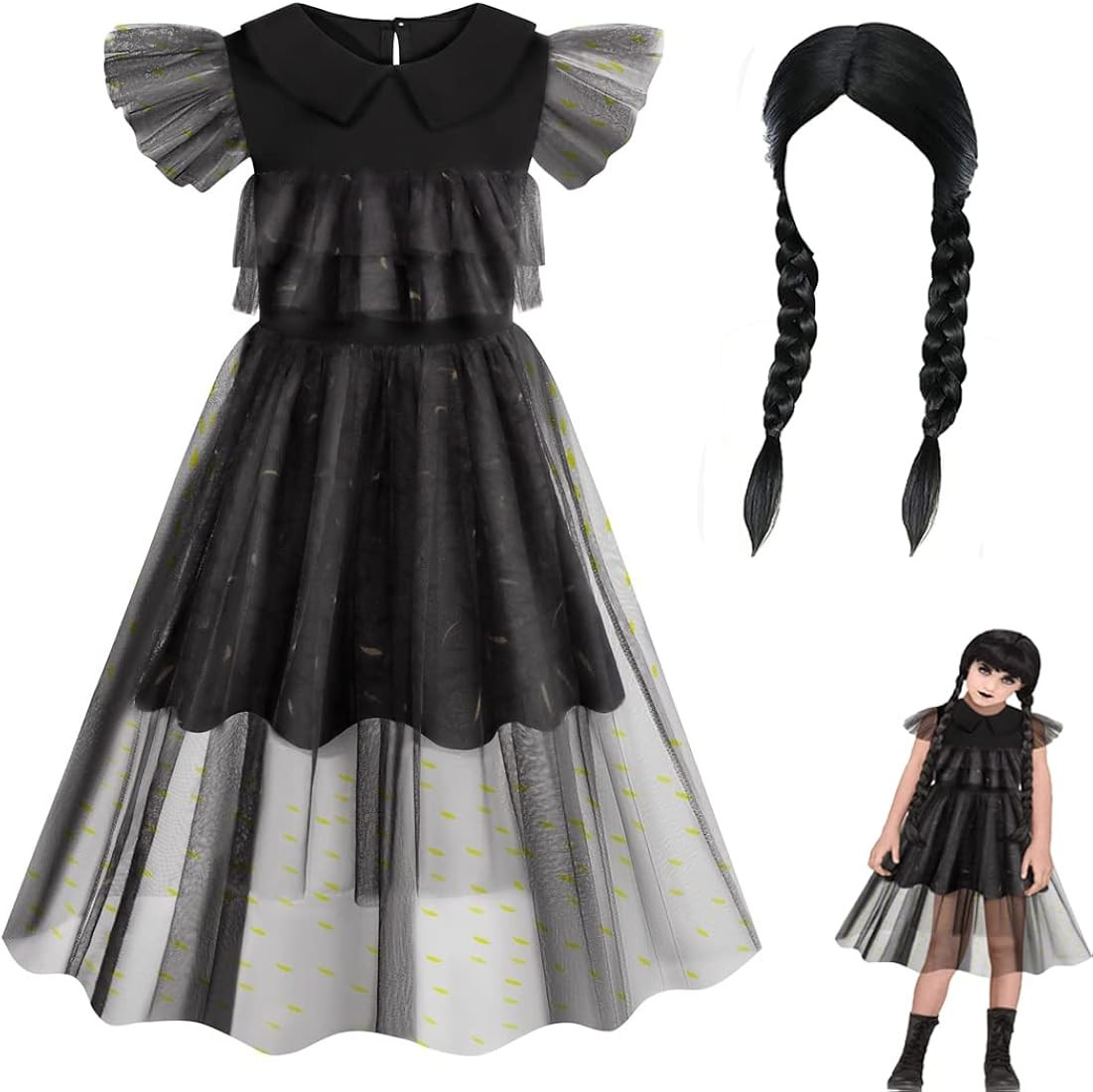 IDOTTA Girls Wednesday Costumes Dress For Kids Family Halloween Princess Cosplay Party Outfit Cos... | Amazon (US)