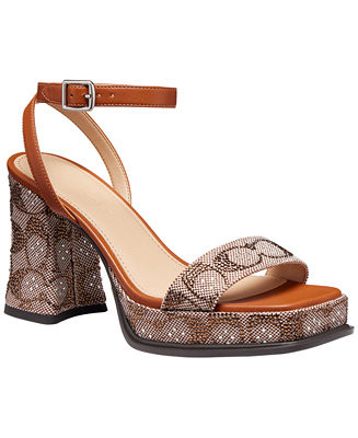 Women's Crystal Signature Jacquard Platform Sandals | Macy's