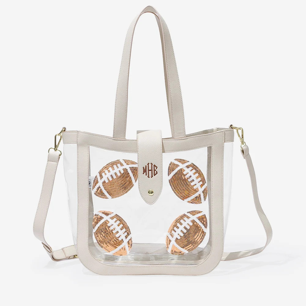 Monogrammed Clear Stadium Approved Tote | Football | Marleylilly