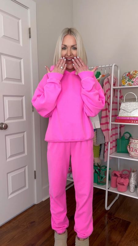 40% OFF IN CART / Neon pink jogger set / pink hoodie / pink joggers / casual style
Size: XS in both 

#LTKstyletip #LTKMostLoved #LTKsalealert