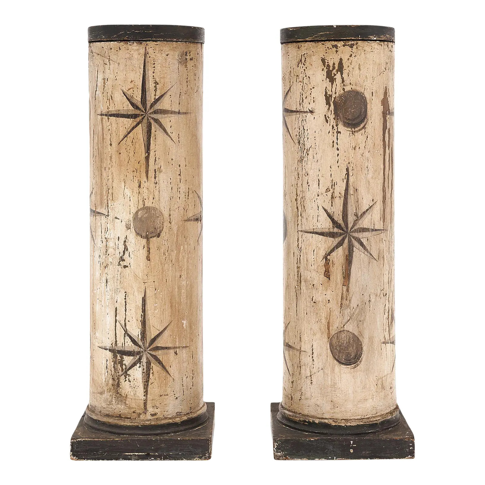 Italian Antique Painted Columns | Chairish