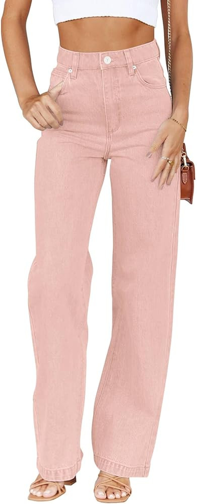 Cicy Bell Women's High Waisted Jeans Boyfriend Baggy Straight Leg Casual Denim Pants with Pockets | Amazon (US)