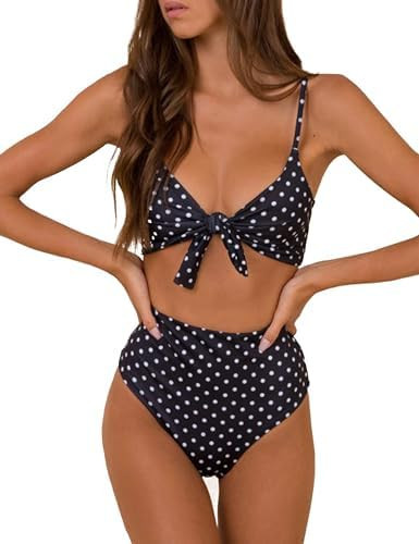 Blooming Jelly Womens High Waisted Bikini Set Tie Knot High Rise Two Piece Swimsuits Bathing Suit... | Amazon (US)