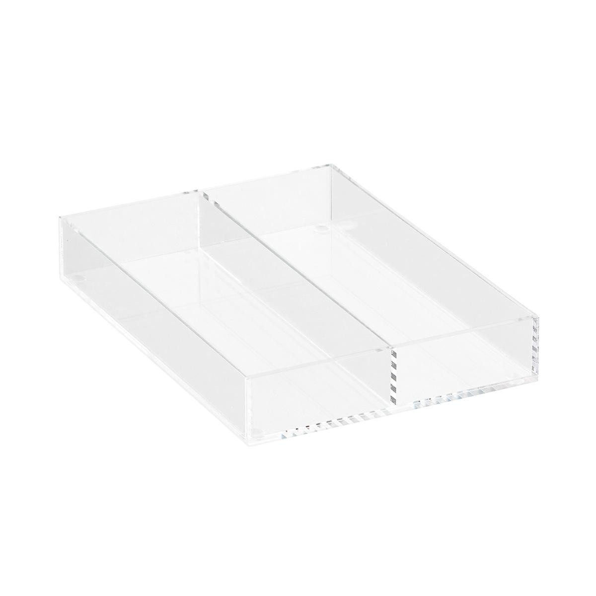 Luxe Acrylic Long 2-Section Divided Drawer Insert | The Container Store
