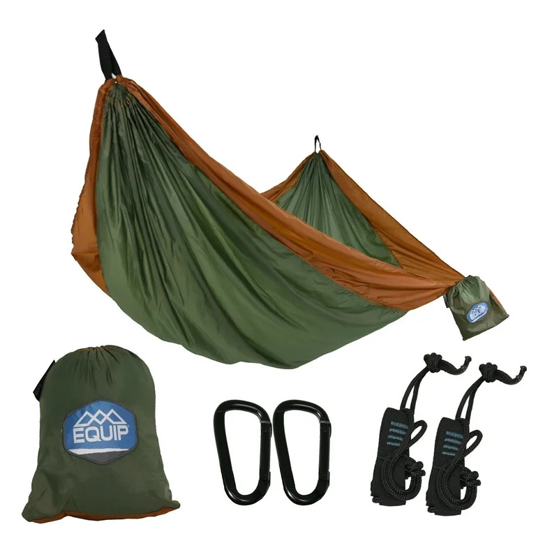 Equip Nylon Portable Travel Camping Hammock, One Person Sage Green and Rust | Walmart (US)