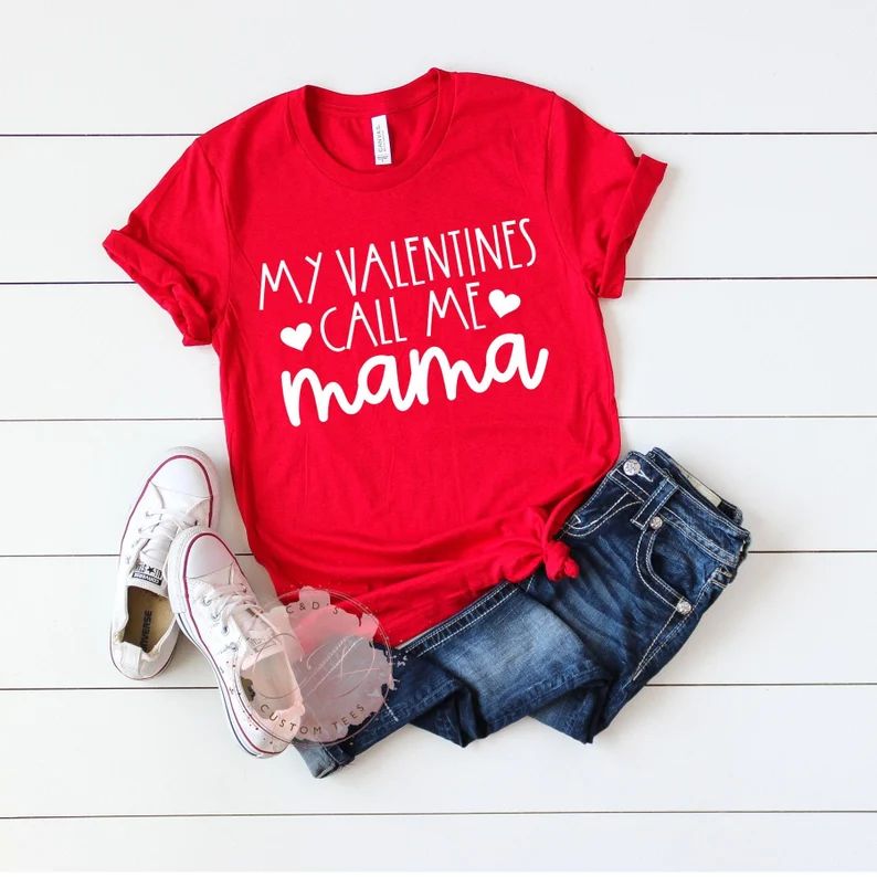 Valentine's Day Shirt - My Valentines Call Me Mama Shirt - Women's Valentine's Tee - Heart Love T... | Etsy (US)