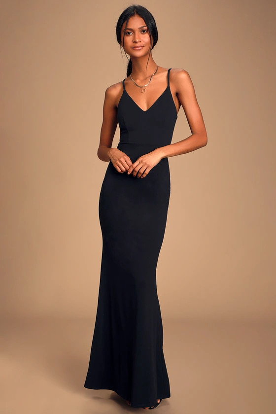 Moments Of Bliss Black Backless Mermaid Maxi Dress | Lulus (US)