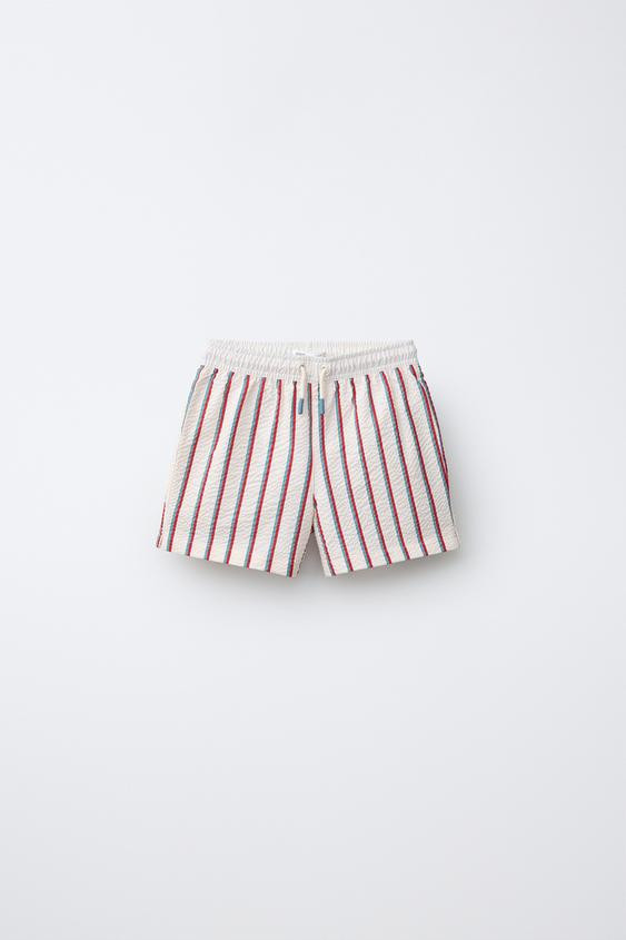 6-14 YEARS/ TEXTURED STRIPE SWIM SHORTS | Zara US