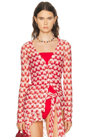 Missoni Button Up Top in Red | FWRD 