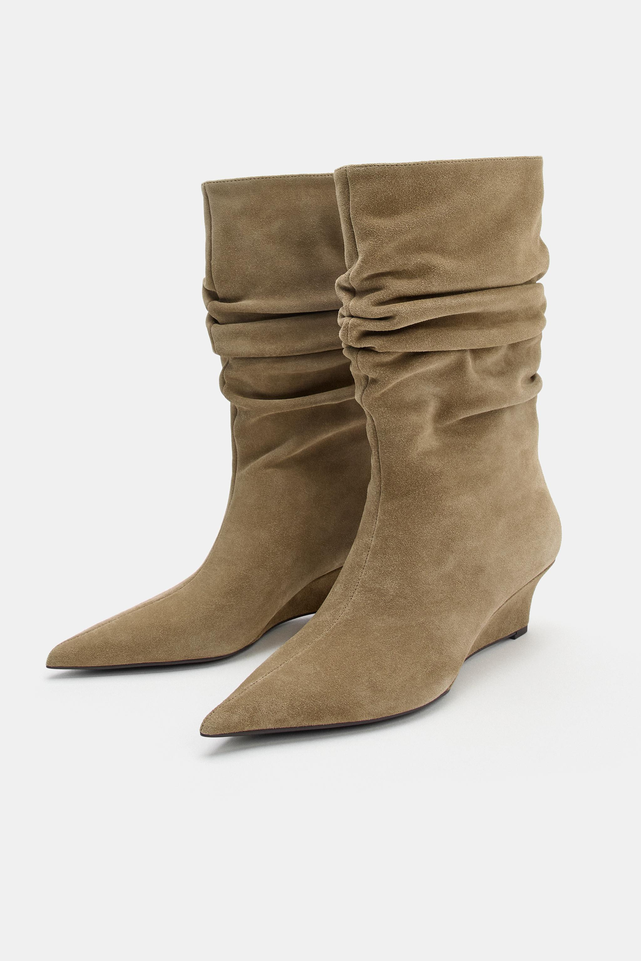 SUEDE WEDGE ANKLE BOOTS | Zara US