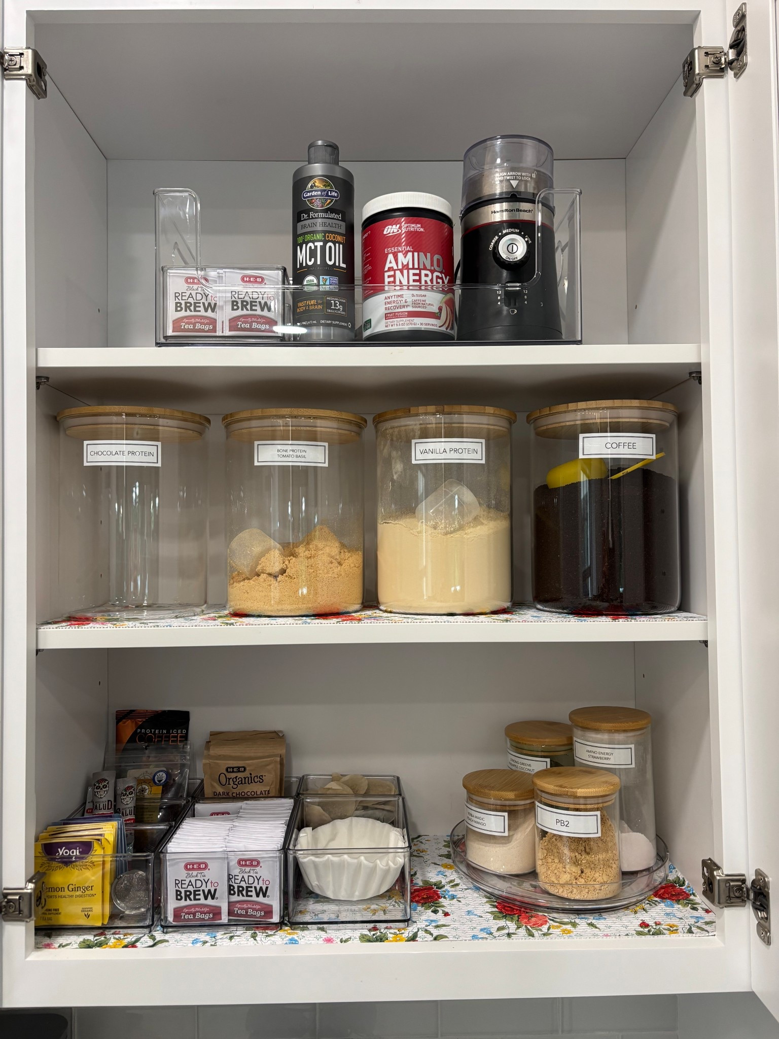 We love an organized coffee and tea station.  You can add your protein powder, supplements and other drinks. Kitchen organization is our favorite!

#LTKKids #LTKHome #LTKFamily