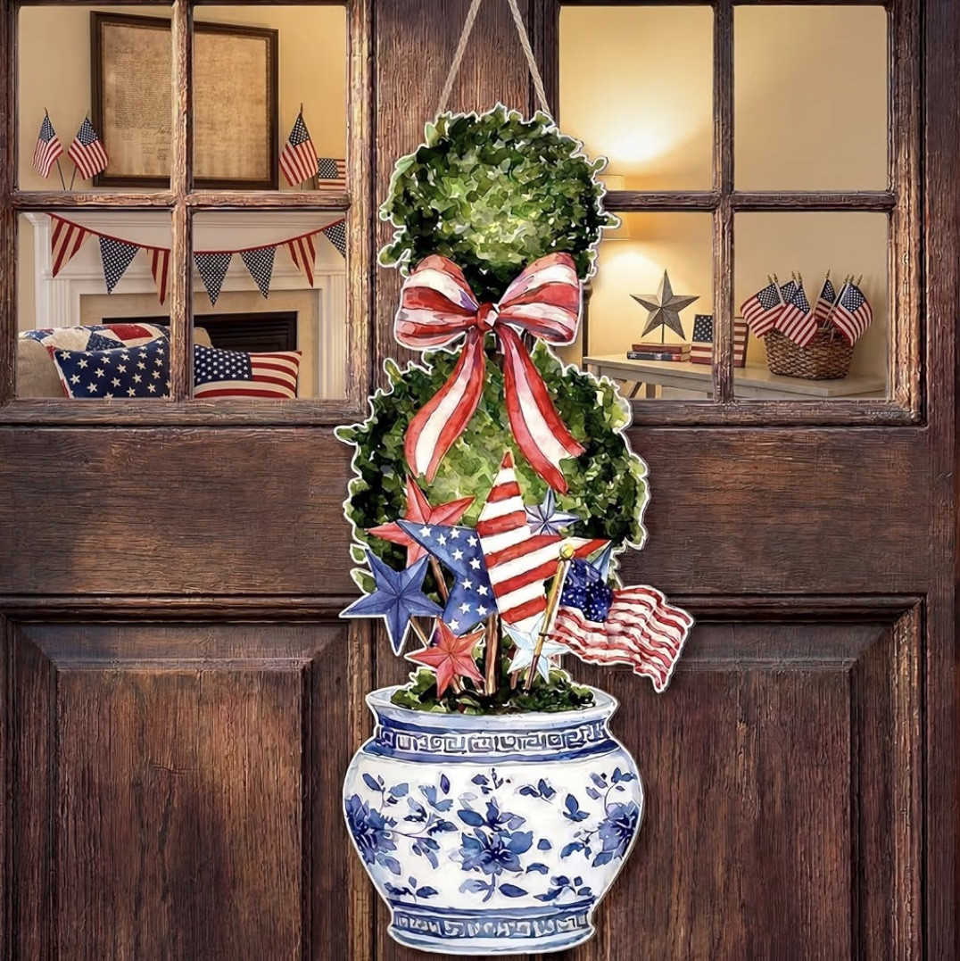 Looking for a 4th of July wreath or door hanger? Check out this adorable chinoiserie 4th of July door hanger!

#LTKSeasonal #LTKOver40 #LTKHome