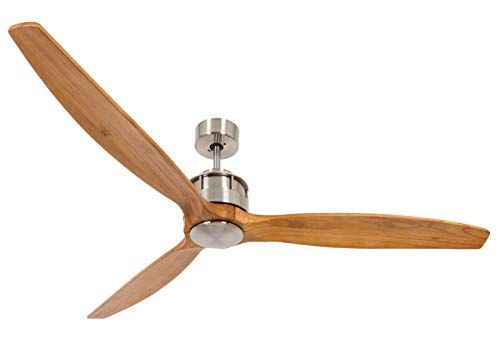 Lucci Air 210506010 Akmani DC Ceiling Fan, 60 Inch, Brushed Chrome with Solid Wood Teak Colored Blad | Amazon (US)
