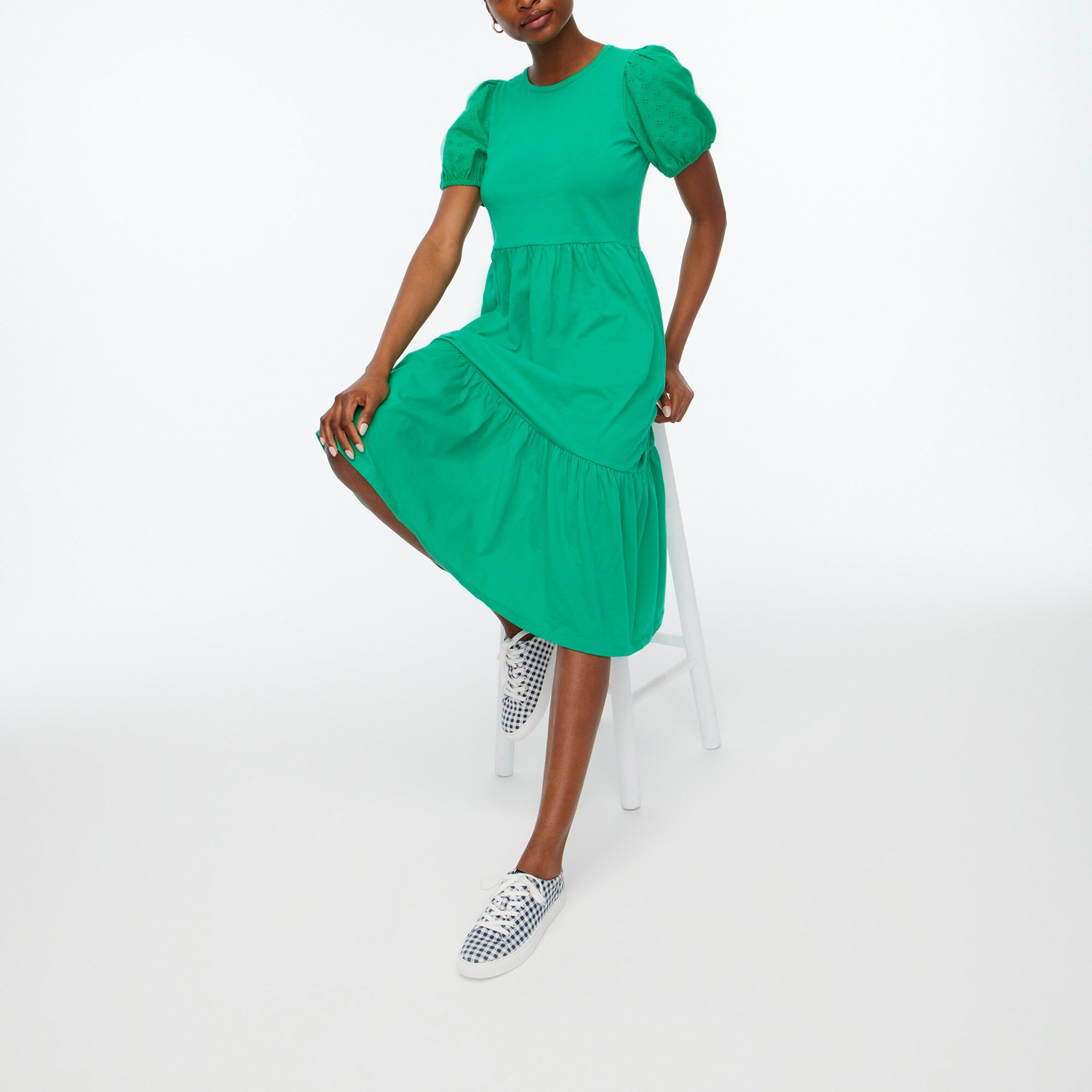 Eyelet-sleeve knit midi dress | J.Crew Factory