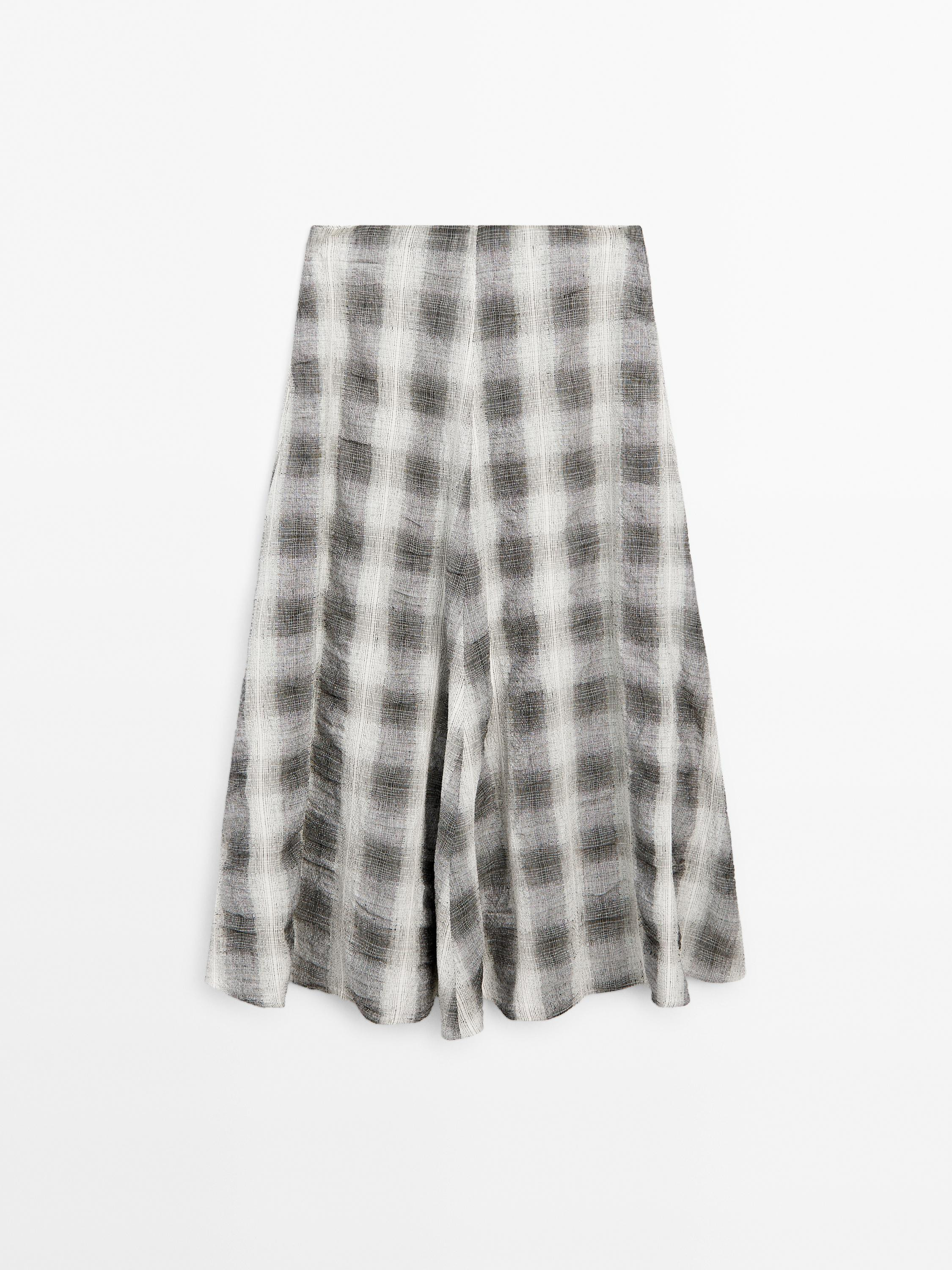 Long flared check skirt | Massimo Dutti UK