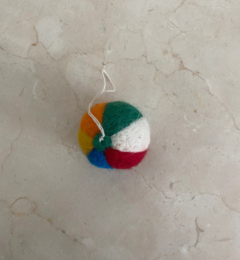 Handmade Felted Wool beach Ball Ornament-fair - Etsy | Etsy (US)