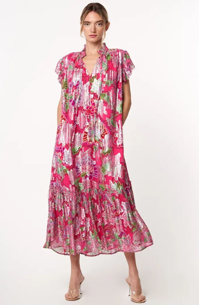 Hilma Metallic Floral Print Maxi Dress | Nordstrom