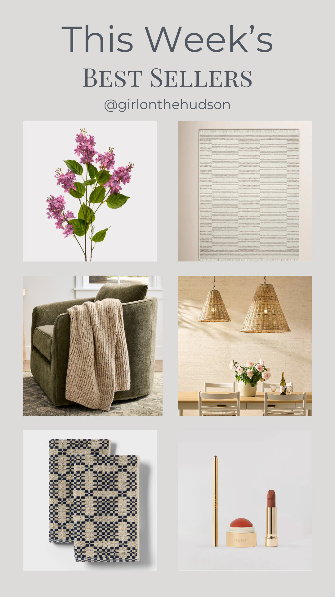 This week's best favorites!

Our amazing outdoor rug, the prettiest faux lilac, the most perfect upholstered swivel chair, rattan pendants (on sale!), affordable hand towels and the makeup that I put on every single day.  

 #LTKHome #LTKSaleAlert #LTKBeauty