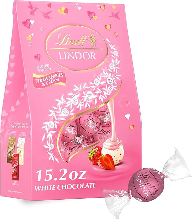 Lindt LINDOR Strawberries and Cream White Chocolate Candy Truffles, Valentine's Day White Chocola... | Amazon (US)