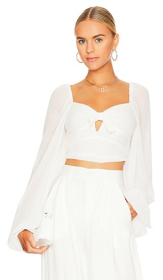 Trisha Crop Top in White | Revolve Clothing (Global)