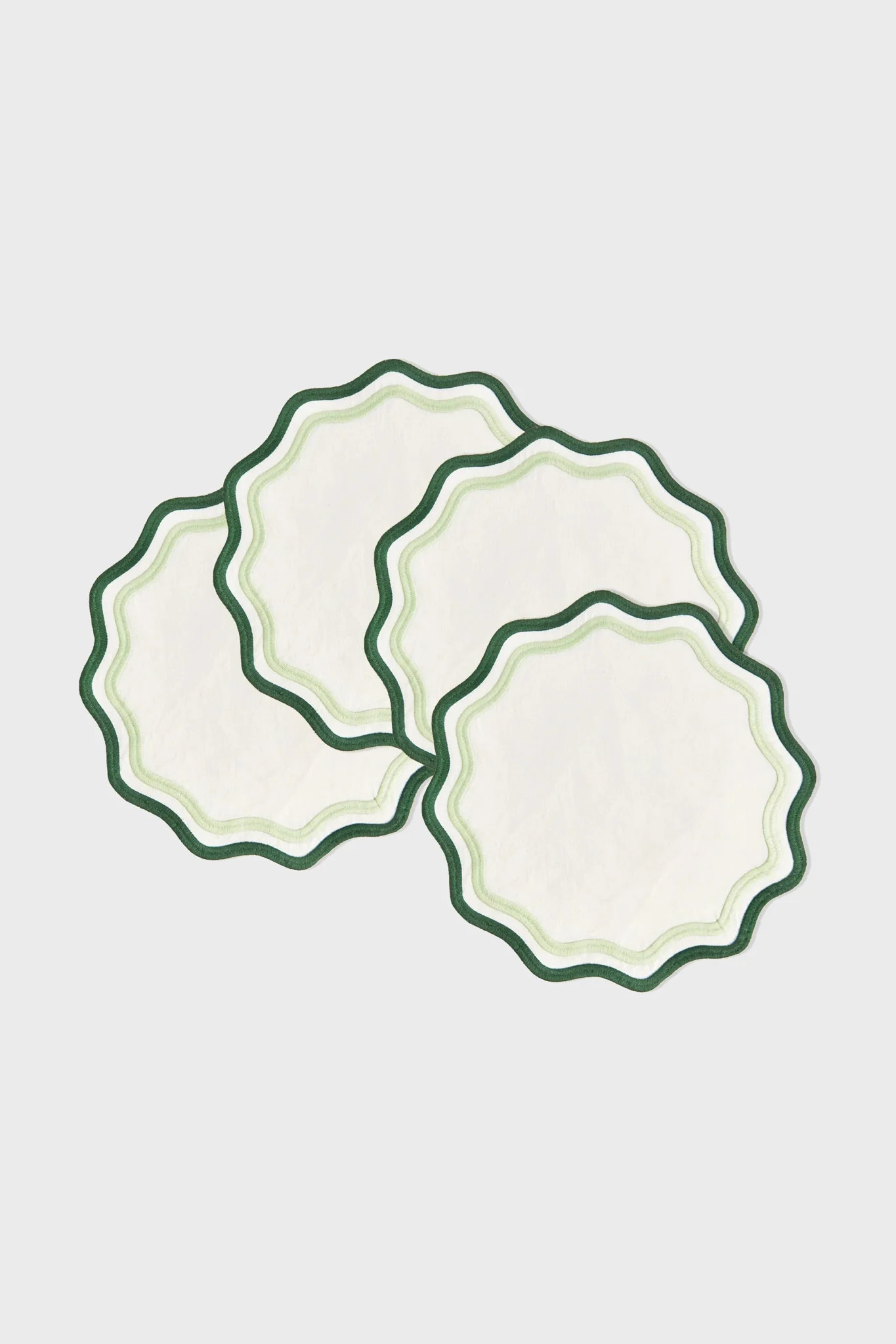 Dark Green and Sage Embroidered Linen Placemats (Set of 4) | Tuckernuck (US)