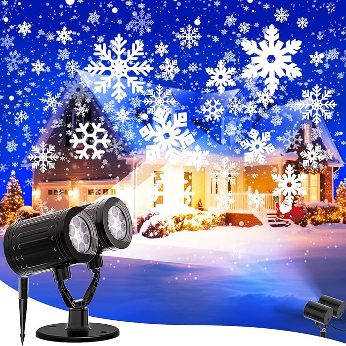 Snowflake Christmas Projector Lights Outdoor, 2025 Upgraded Double Head, 360° Rotating, IP65 Wat... | Amazon (US)