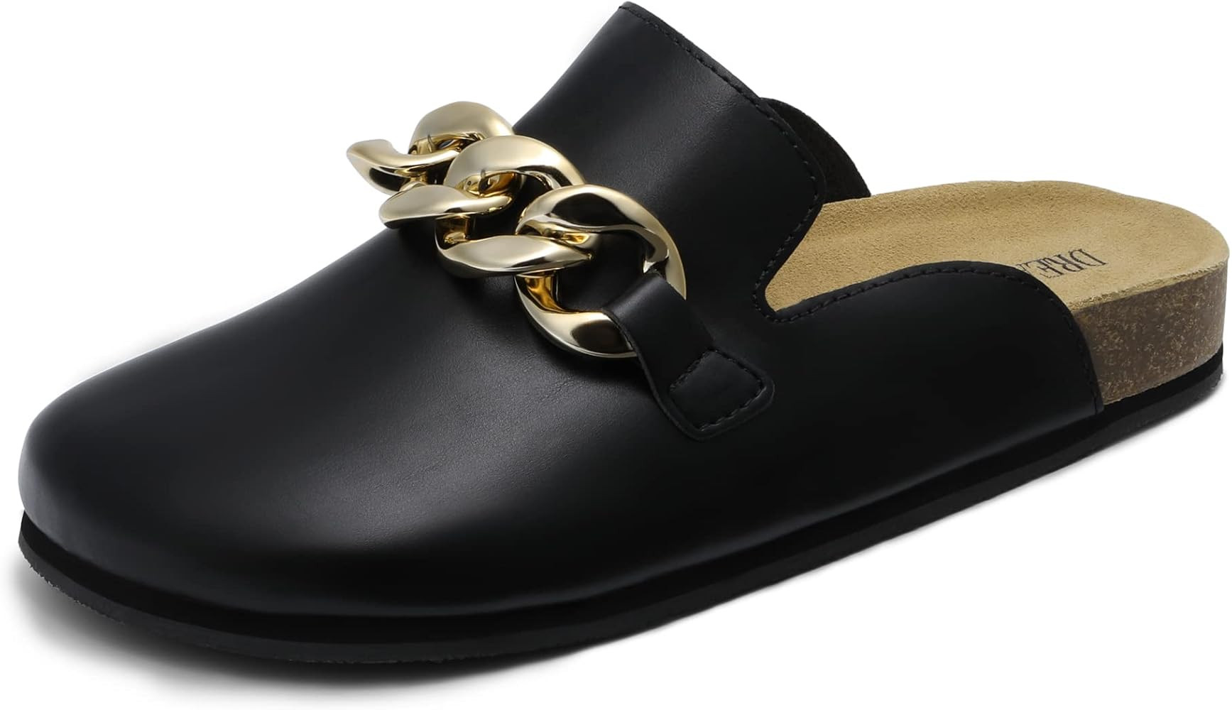 DREAM PAIRS Women’s Mules Soft Footbed Clog Comfortable Flats Cork Clog Shoes Round Toe Chain Mules  | Amazon (US)