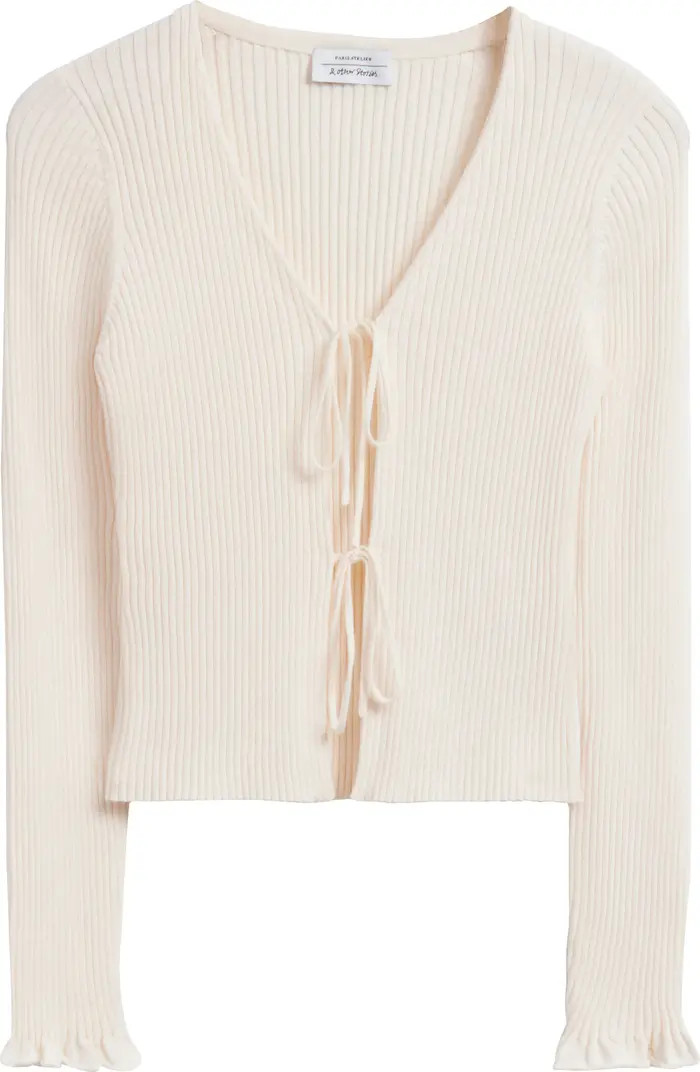 Tie Front Cotton Rib Cardigan | Nordstrom