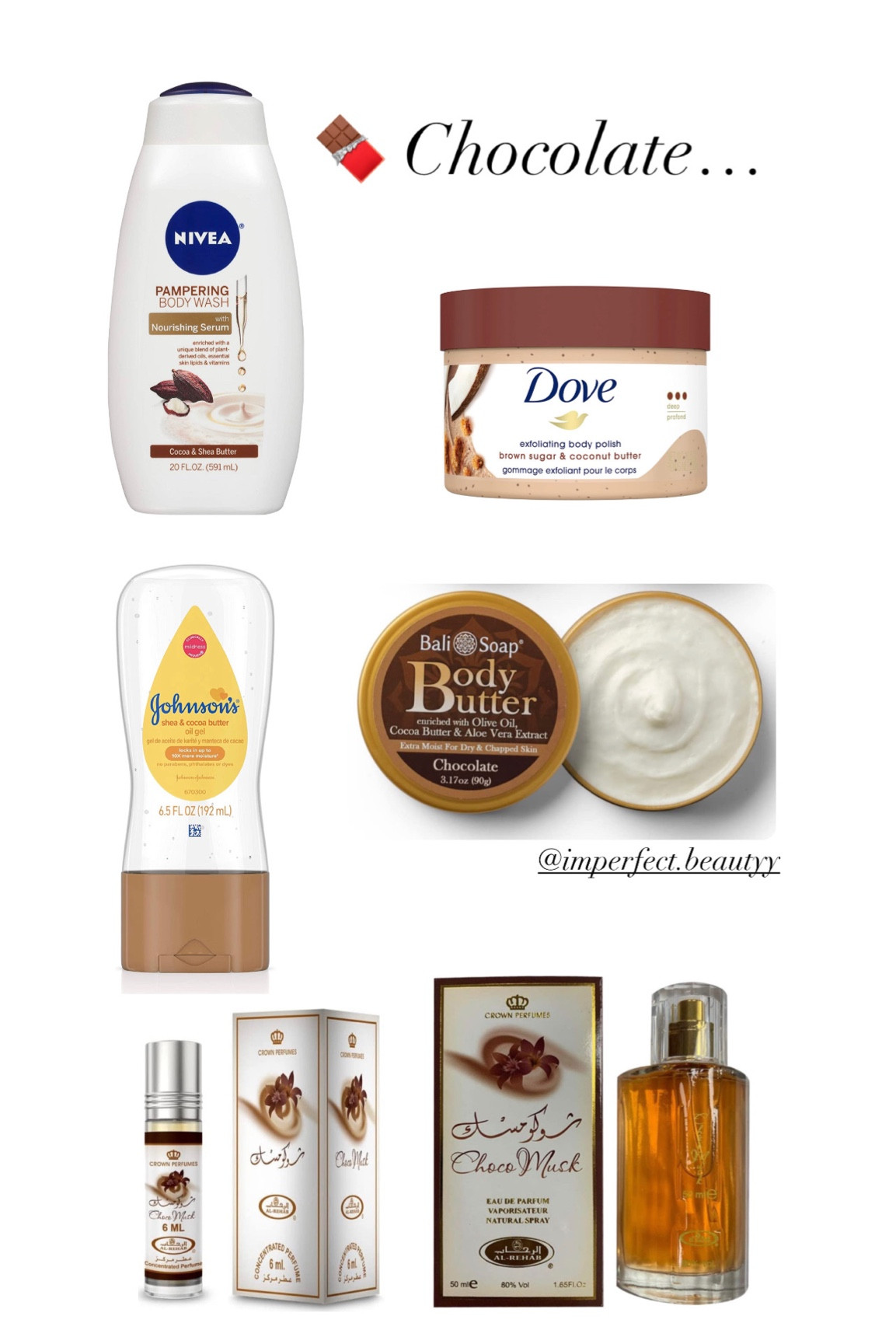 How to Smell Like Chocolate All Day


body scrub, deodorant, body wash, body lotion, perfume, chocolate smells, chocolate body care, hygiene finds, gifts for her

#LTKGiftGuide #LTKbeauty