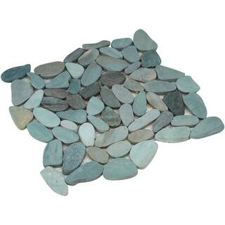 Rain Forest Tahiti Green 12 in. x 12 in. Sliced Pebble Stone Floor and Wall Tile (5.0 sq. ft./Cas... | The Home Depot