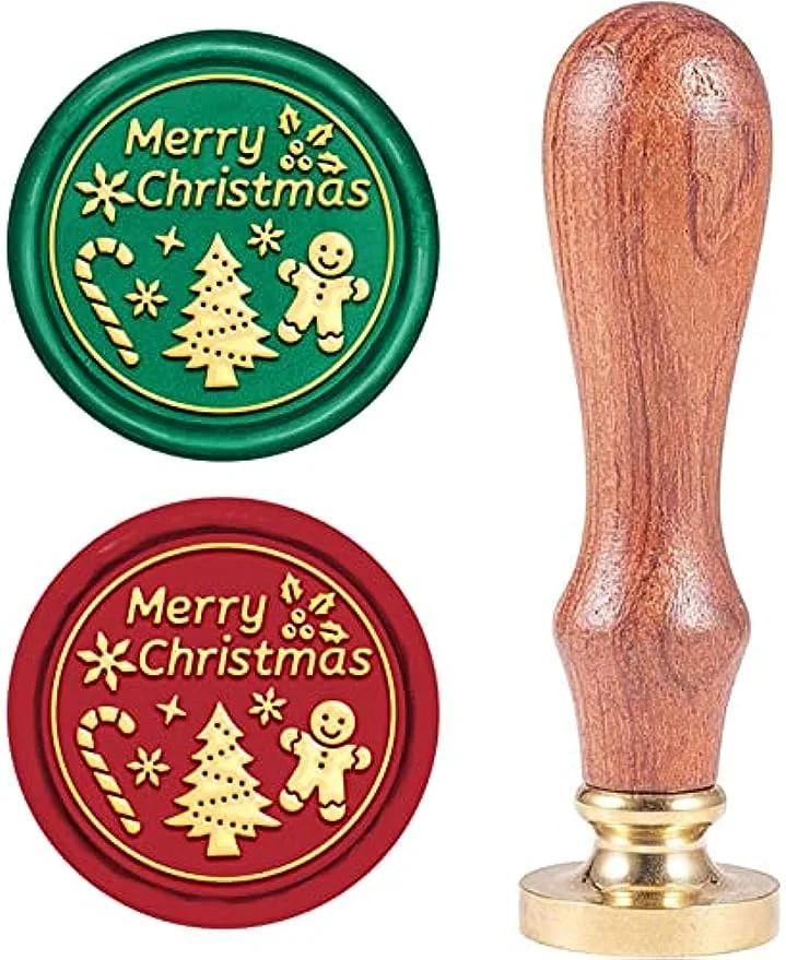Merry Christmas Sealing Wax Stamp Xmas Tree Snowflake Candy Gingerbread Man Wax Seal Stamp Brass ... | Walmart (US)