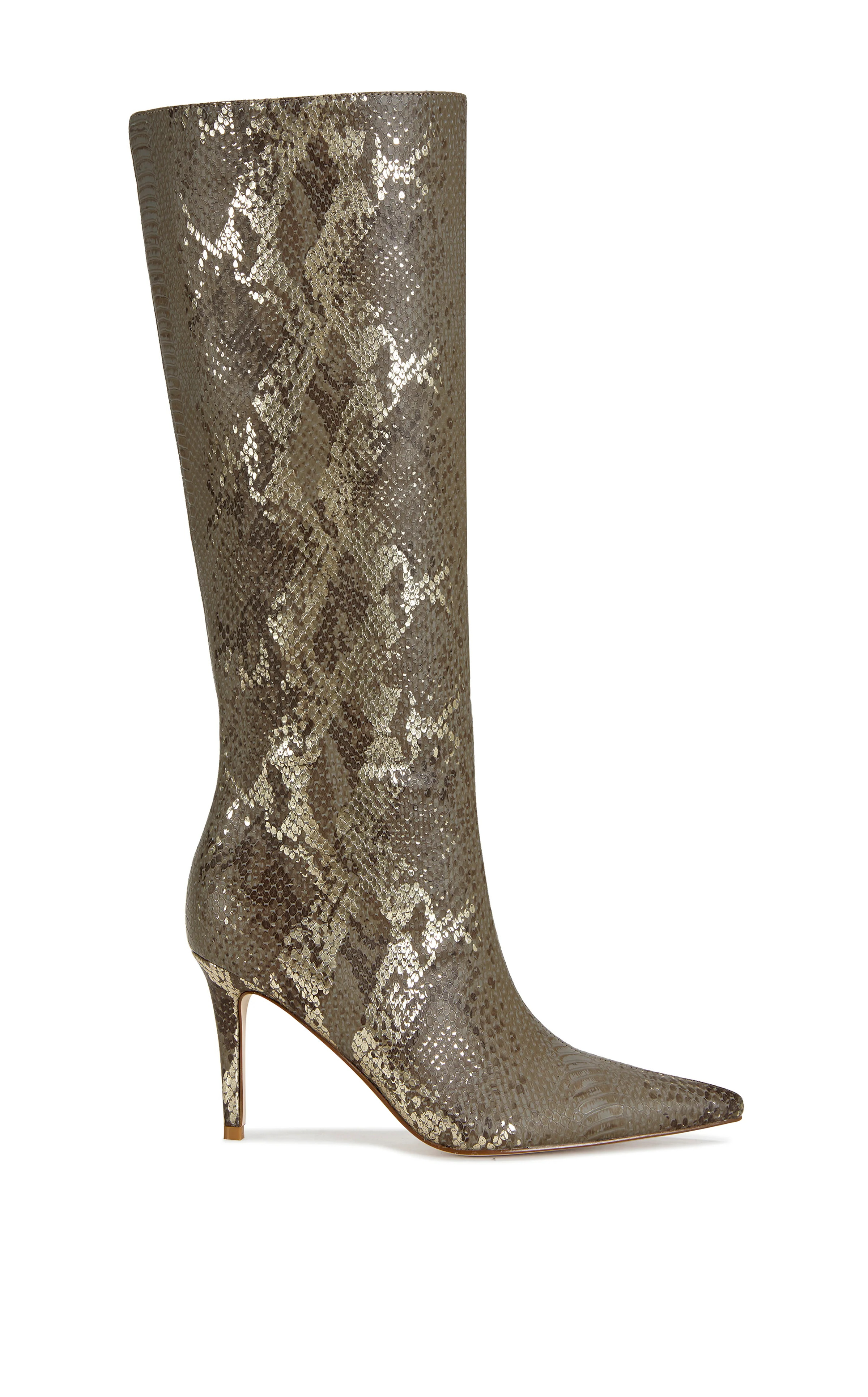 CASHY-BROWN SNAKE STILETTO BOOT | Azalea Wang