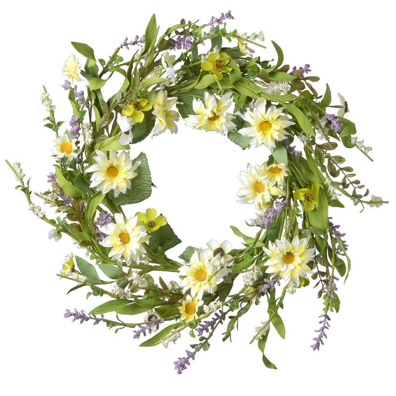 Garden Accents Floral Wreath with Daisy - Yellow (20") | Target