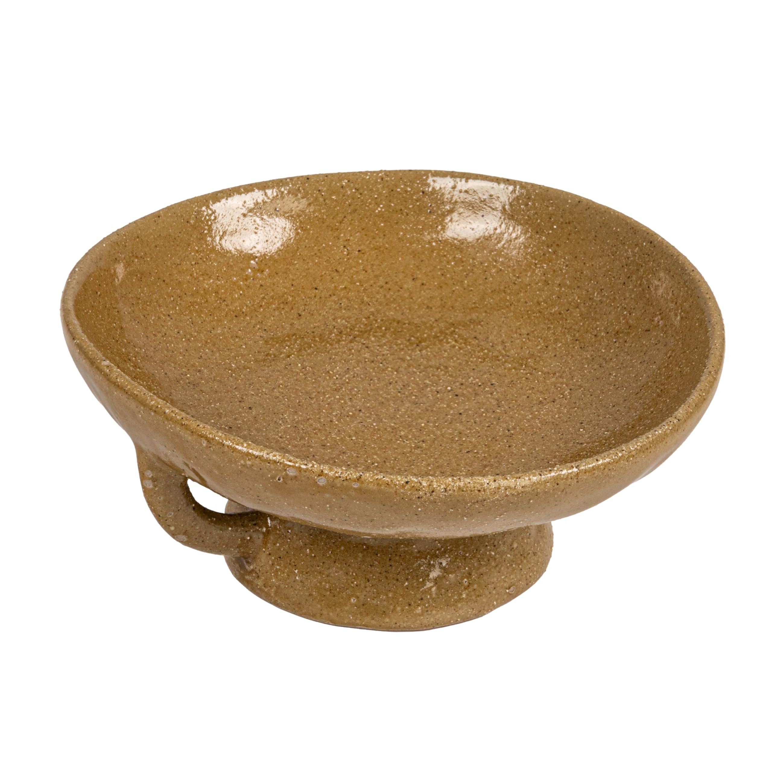 Creative Co-Op Stoneware Footed Pedestal/Bowl with Handles, Reactive Glaze, Taupe | Amazon (US)