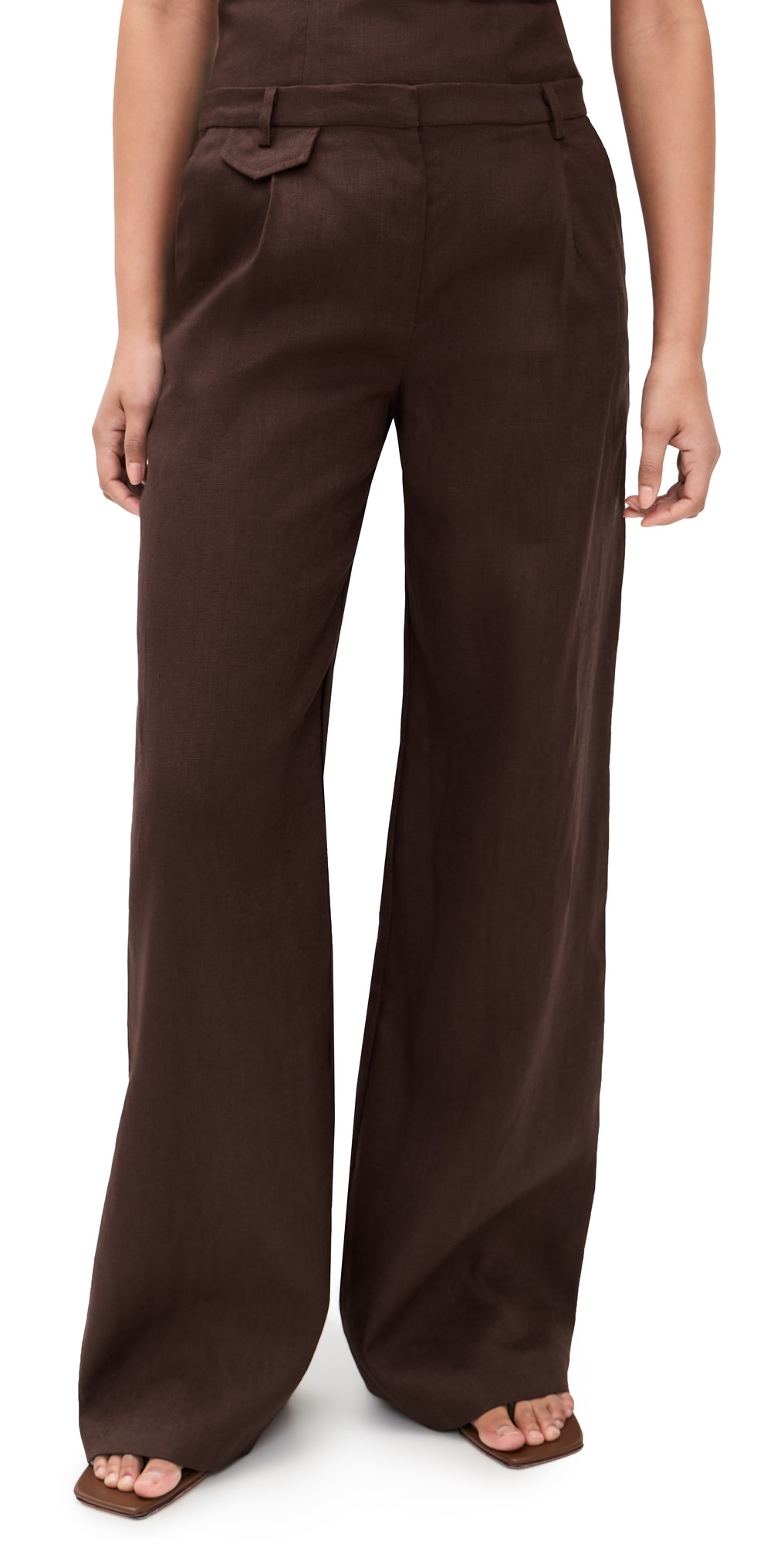 BARDOT Geordy Hipster Linen Pants Chocolate 4 | Shopbop
