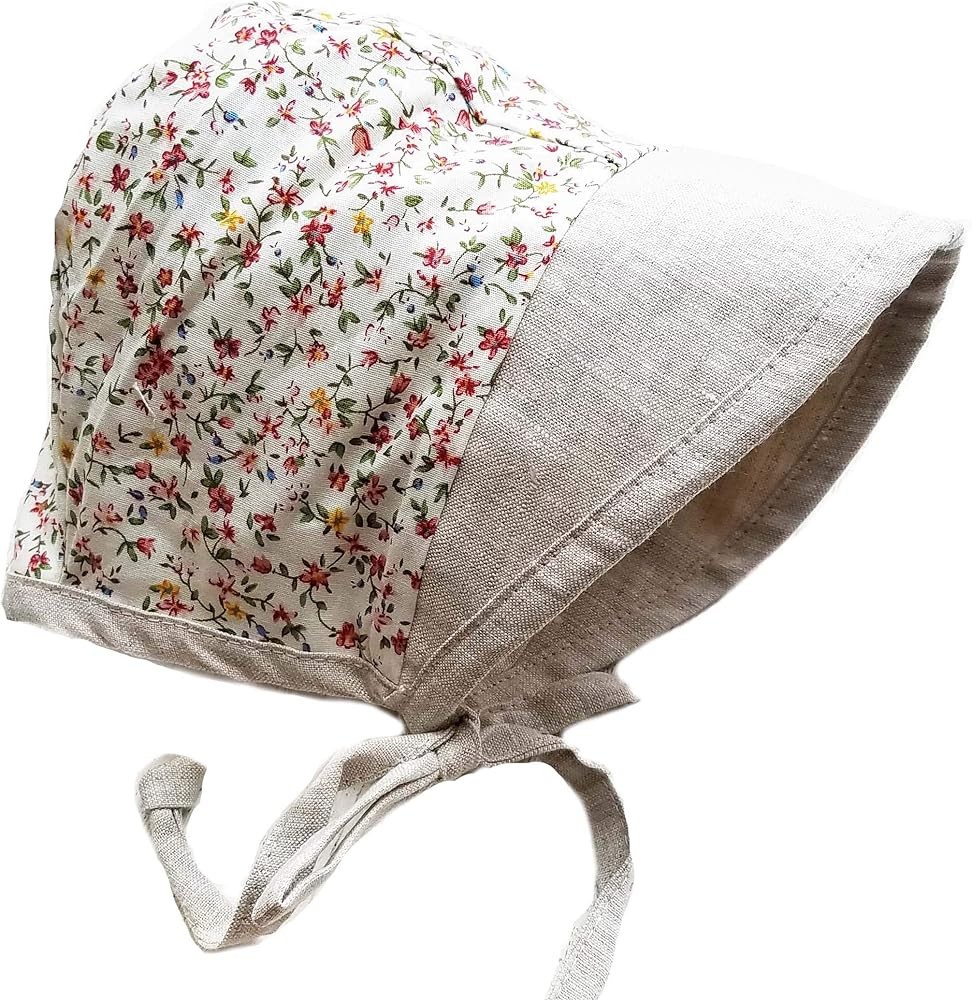 Baby Bonnet Country Vintage Hat with Brim Visor Reversible Dual Side Linen & Cotton Floral #EvyBo... | Amazon (US)