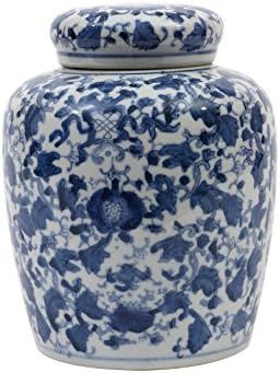 Creative Co-op Decorative Blue and White Ceramic Ginger Jar with Lid, Large : Home & Kitchen | Amazon (US)