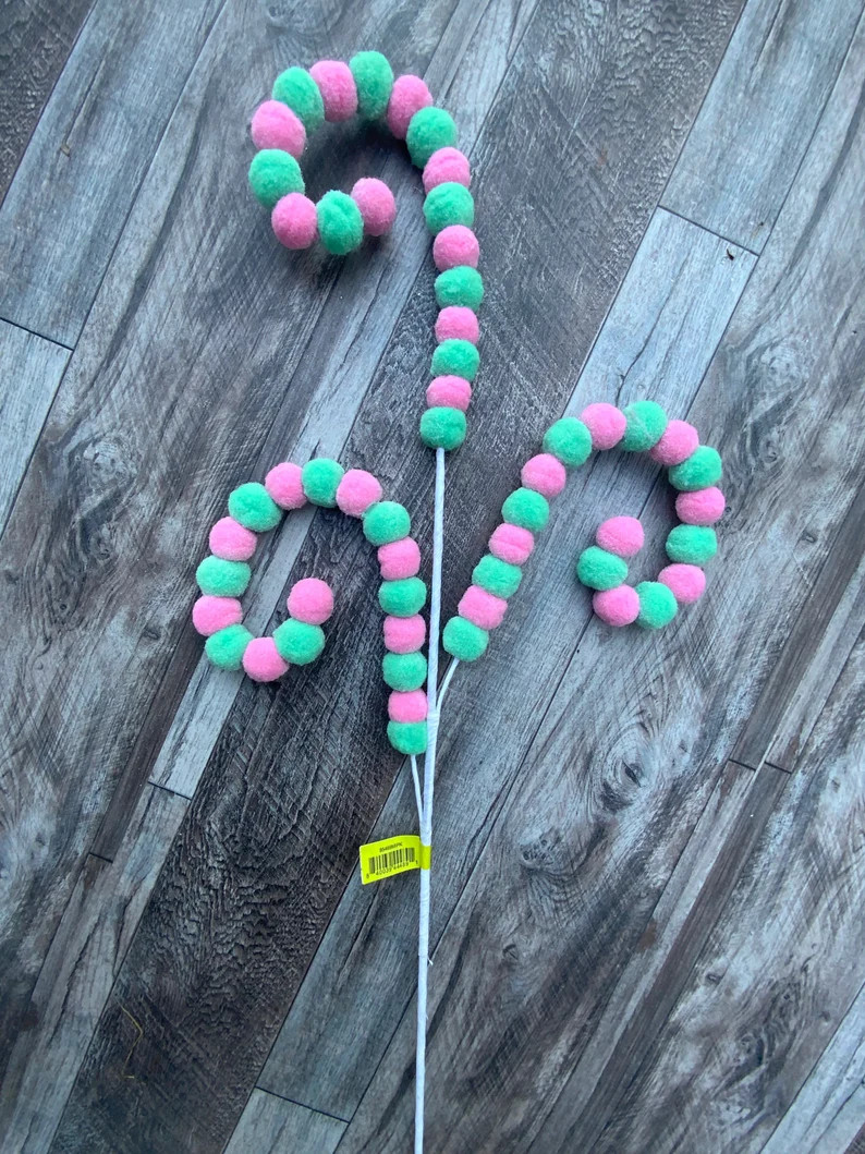 Ball Spray, Felt Ball Spray, Spiral Curly Spray, Mint & Pink, 28” | Etsy (US)