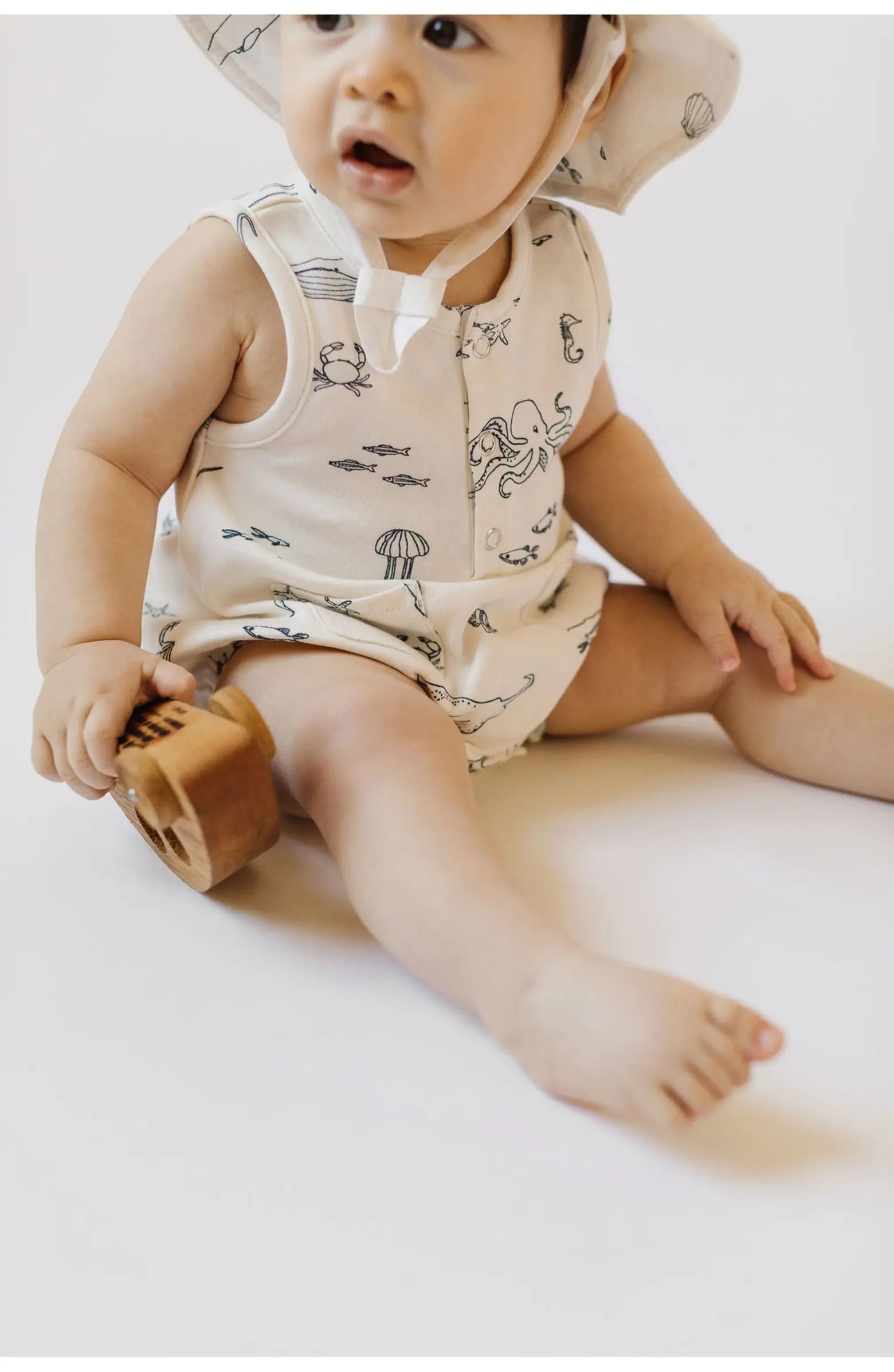 Life Aquatic Print Organic Cotton Romper | Nordstrom