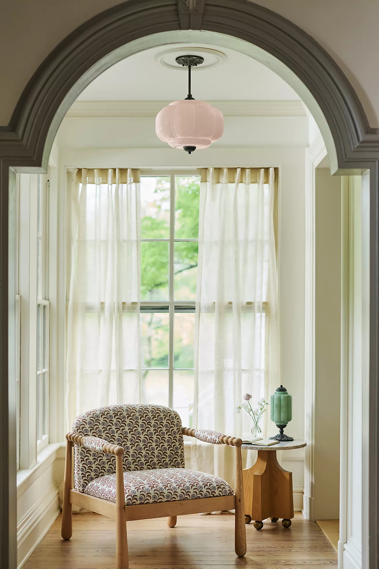 Eloise Milk Glass Scalloped Semi-Flush Mount Light | Anthropologie (US)