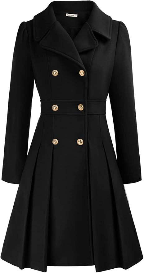 GRACE KARIN 2024 Women's Fashion Trench Coat Notch Lapel Double Breasted Thick A Line Pea Coats J... | Amazon (US)