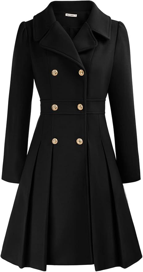 GRACE KARIN Women's Trench Coat Notch Lapel Double Breasted Thick A Line Pea Coats Jacket with Po... | Amazon (US)