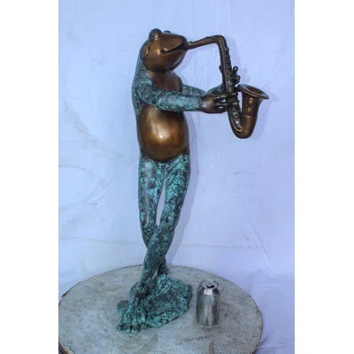 Nifao Collection Musical Frog Playing Saxophone Bronze Fountain, Fun home Decor 14" x 9" x 32"H | Wayfair North America