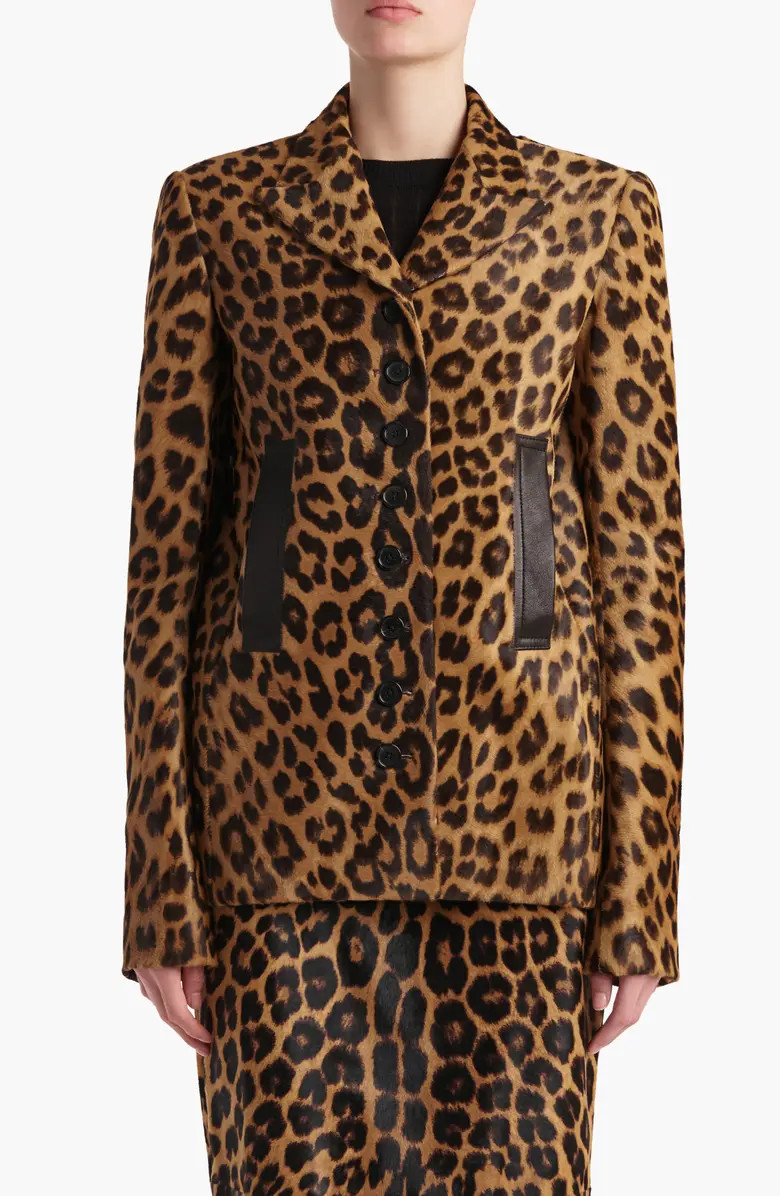 Saraphina Leopard Print Genuine Calf Hair Blazer | Nordstrom