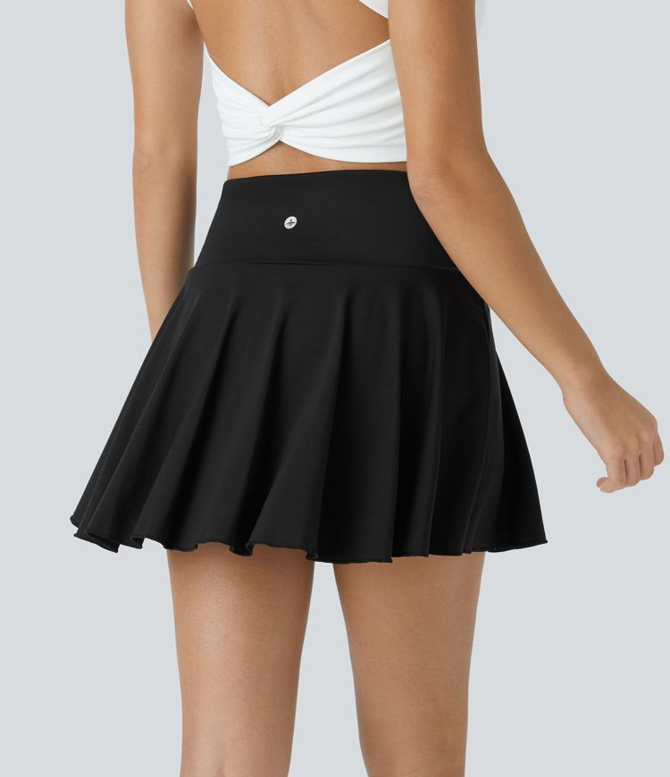 Women’s SoftlyZero™ Airy Comfy High Waisted Crossover 2-in-1 Pocket Flare Cool Touch Tennis S... | HALARA