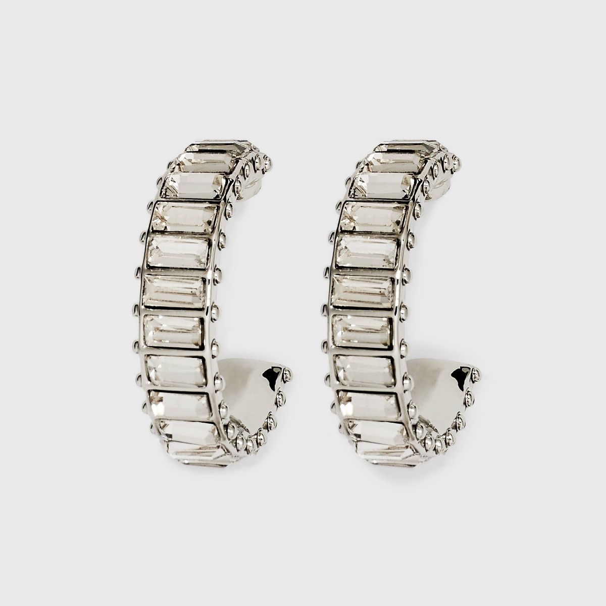 Crystal Stone Hoop Earrings - A New Day™ Silver | Target