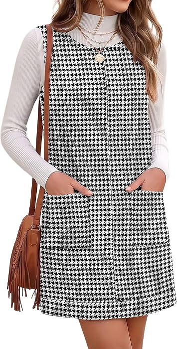 KISSMODA Dresses for Women Fall Corduroy Overall A Line Jumper Mini Dress | Amazon (US)