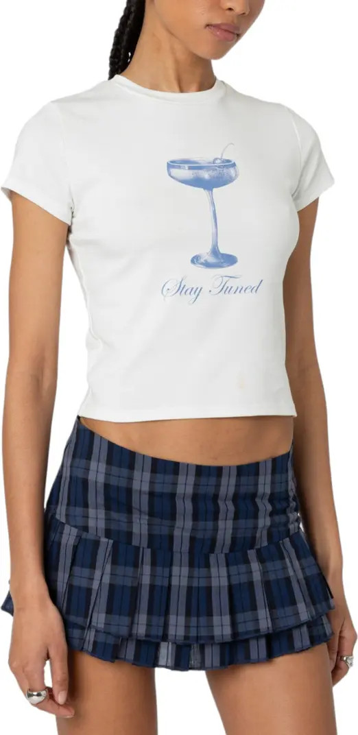 EDIKTED Tuned In Stretch Cotton Graphic Baby Tee | Nordstrom | Nordstrom